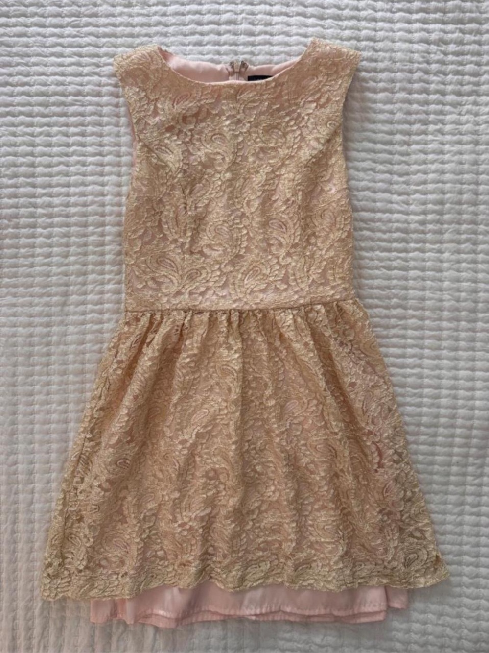 Kensie Dresses sleeveless gold floral lace skater mini dress- Size 4